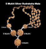 Rudraksha Combination for Health Power 3,3,5,5,5 Mukhi Nepal in Silver Mala