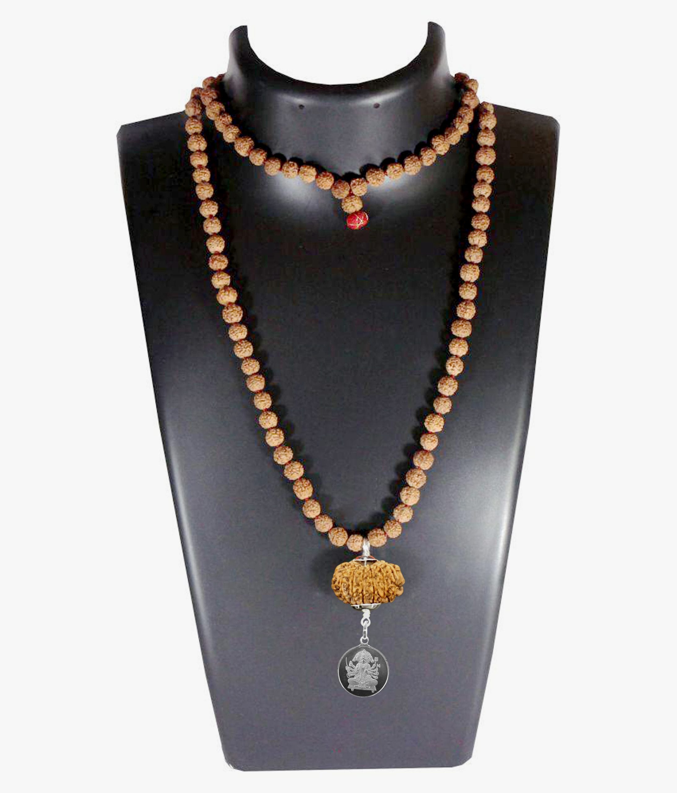 5MRUKV-3-scaled-1.jpg Lord Hanuman Kavach 11 Mukhi Rudraksha With Silver Yantra Attached In Rudraksha Mala - Image 1