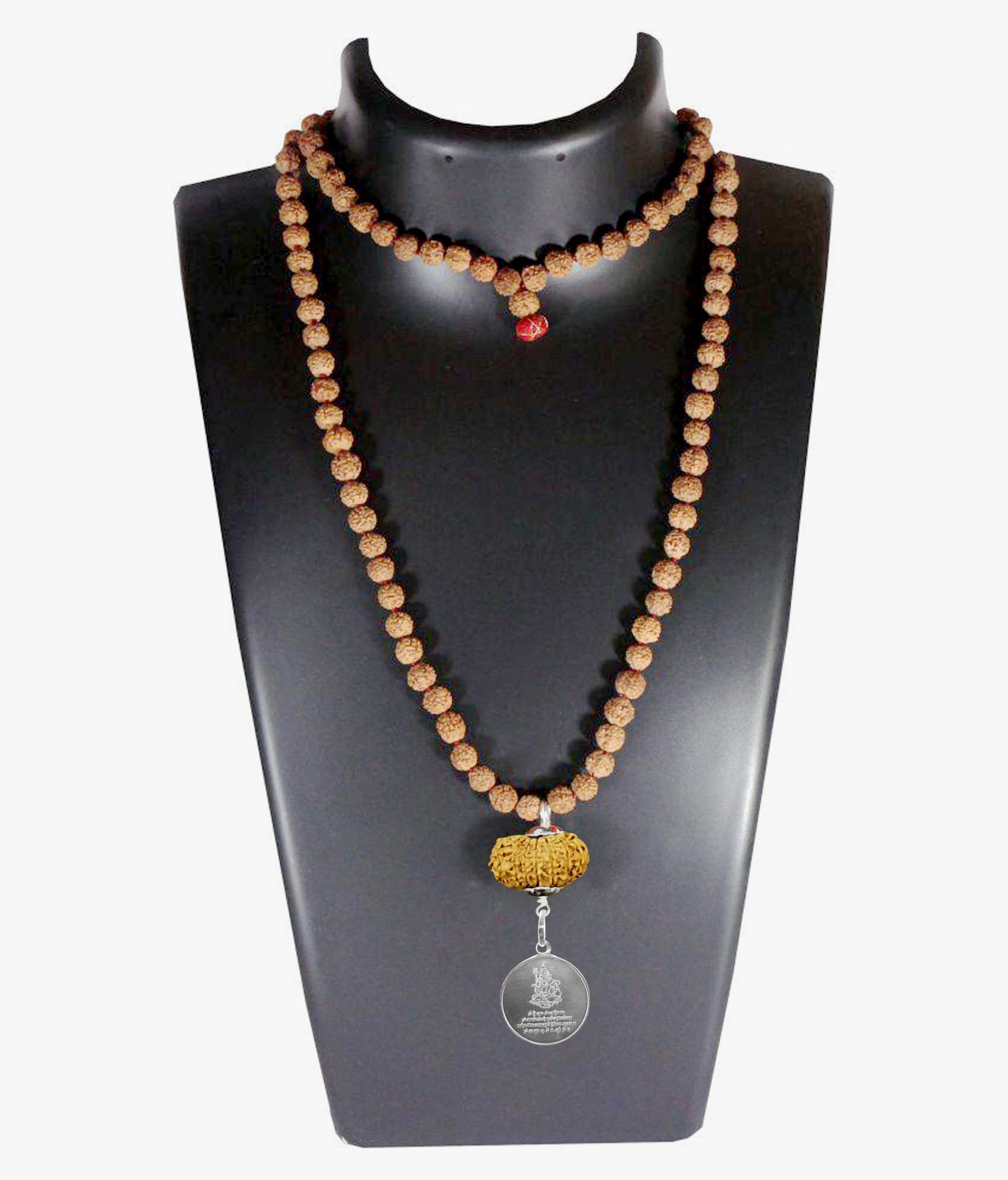 5MRUKV-5-scaled-1.jpg Mahamritunjaya Kavach 16 Mukhi Rudraksha With Silver Yantra Attached In Rudraksha Mala - Image 1